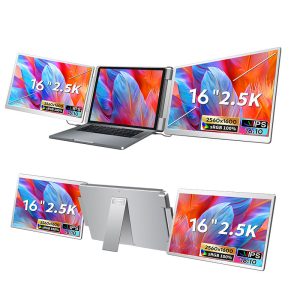2.5 K Portable Monitor Laptop Screen Extender with Dual 16 Inch Compatible with Wins and Mac